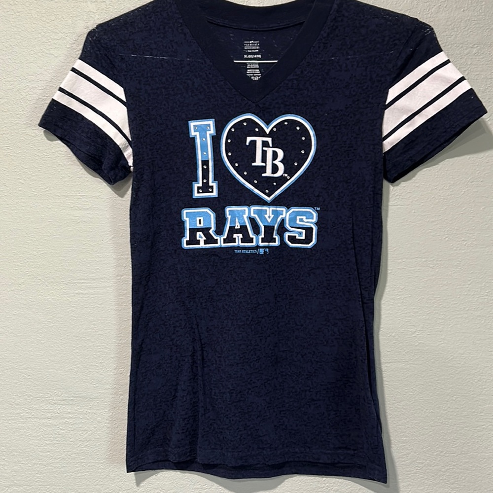 Girls Rays baseball shirt . Sz 14/16 excellent condition navy blue